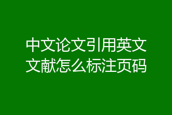 中文论文引用英文文献怎么标注页码