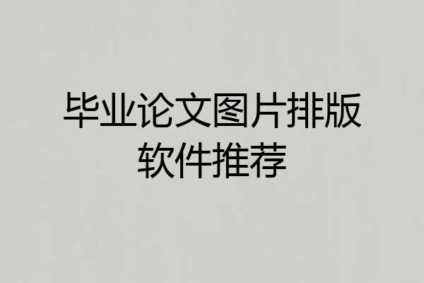 毕业论文图片排版软件推荐