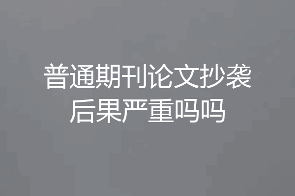 普通期刊论文抄袭后果严重吗吗