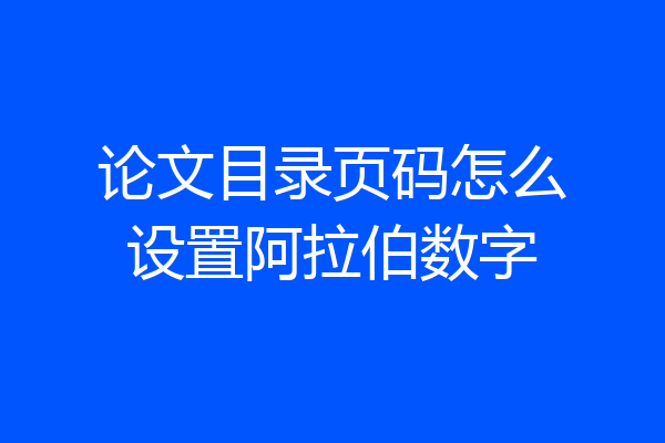 论文目录页码怎么设置阿拉伯数字