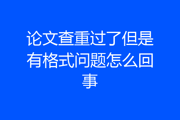 论文查重过了但是有格式问题怎么回事