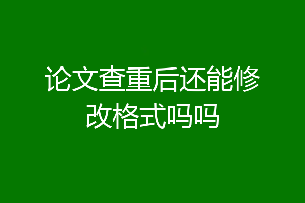 论文查重后还能修改格式吗吗