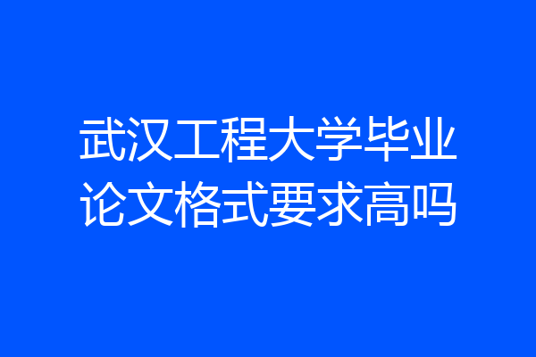 武汉工程大学毕业论文格式要求高吗
