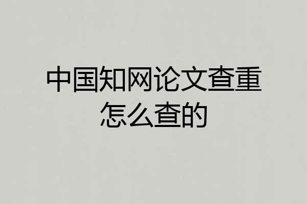 中国知网论文查重怎么查的