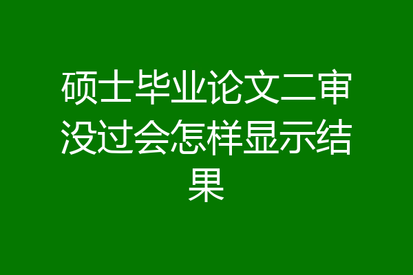硕士毕业论文二审没过会怎样显示结果