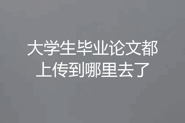 大学生毕业论文都上传到哪里去了