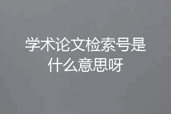 学术论文检索号是什么意思呀
