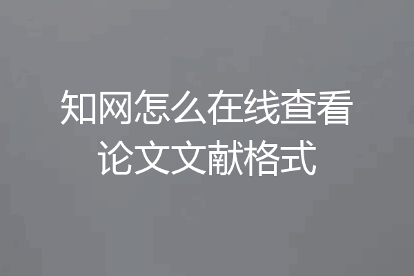 知网怎么在线查看论文文献格式