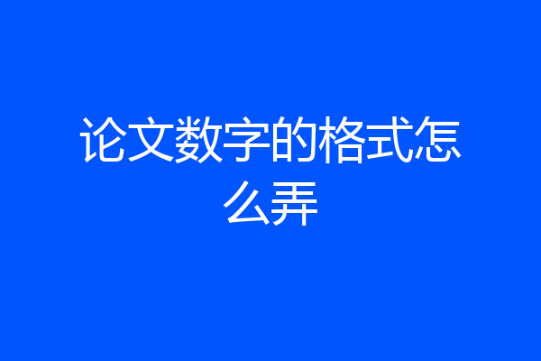 论文数字的格式怎么弄