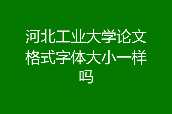 河北工业大学论文格式字体大小一样吗