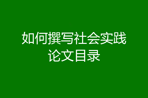 如何撰写社会实践论文目录