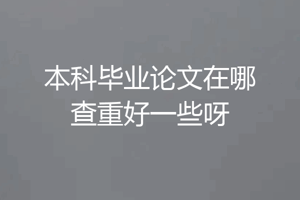 本科毕业论文在哪查重好一些呀