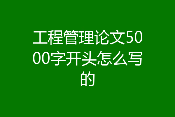 工程管理论文5000字开头怎么写的