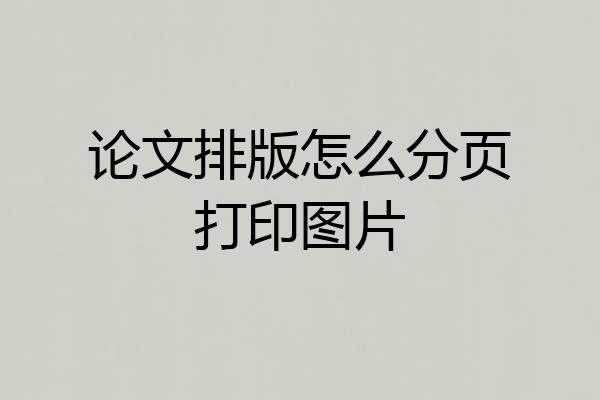 论文排版怎么分页打印图片