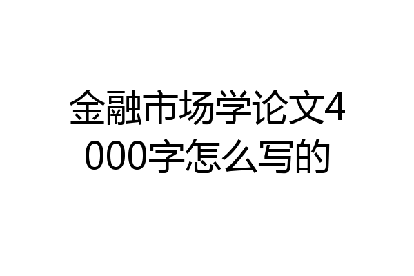 金融市场学论文4000字怎么写的