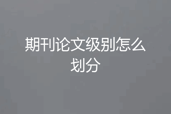 期刊论文级别怎么划分