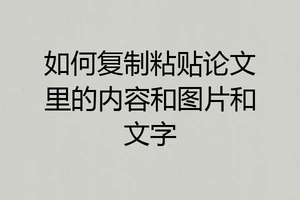 如何复制粘贴论文里的内容和图片和文字