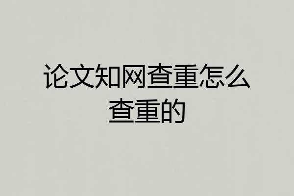 论文知网查重怎么查重的