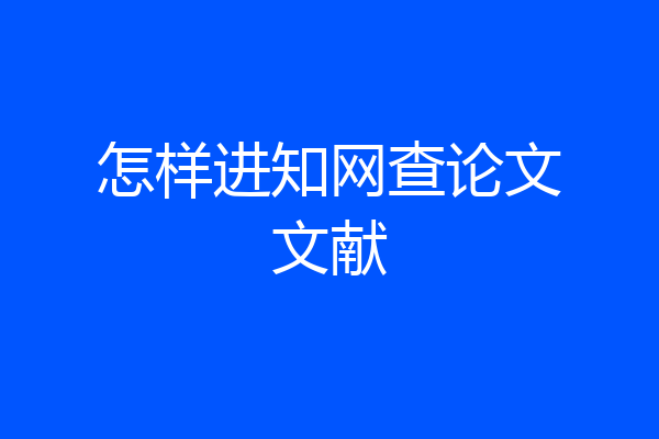 怎样进知网查论文文献