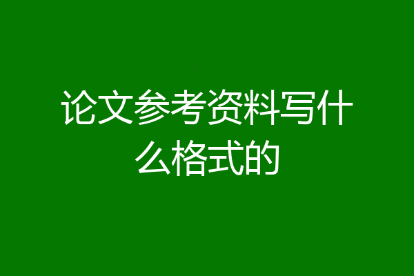 论文参考资料写什么格式的