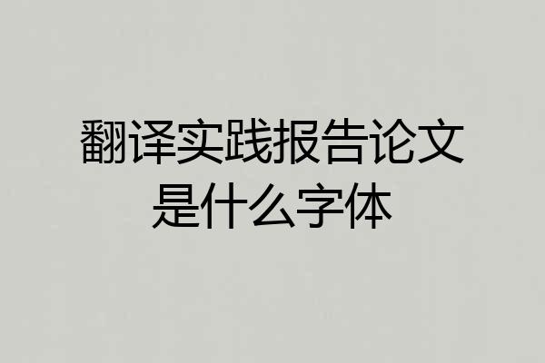 翻译实践报告论文是什么字体