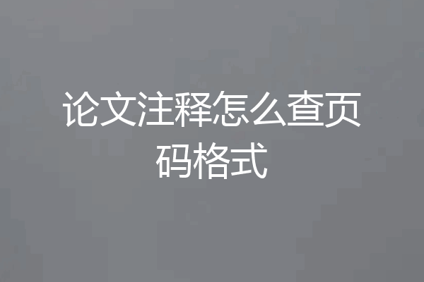 论文注释怎么查页码格式