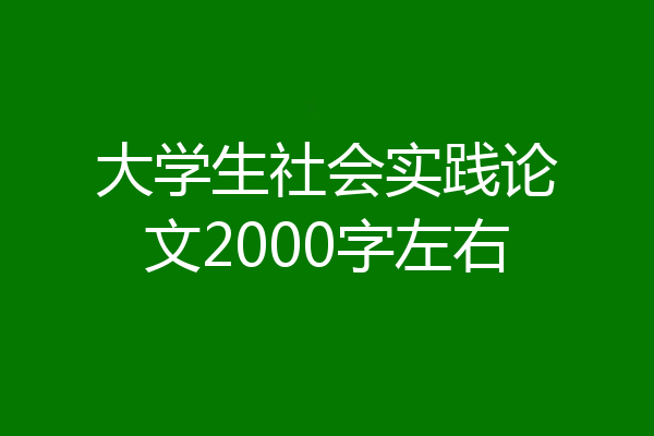 大学生社会实践论文2000字左右