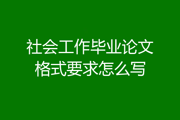 社会工作毕业论文格式要求怎么写