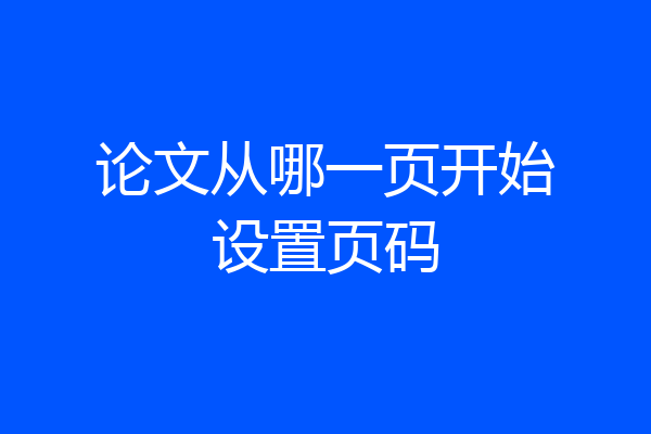 论文从哪一页开始设置页码