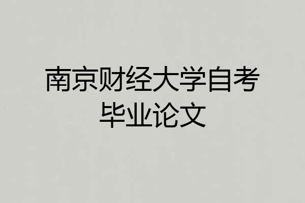 南京财经大学自考毕业论文