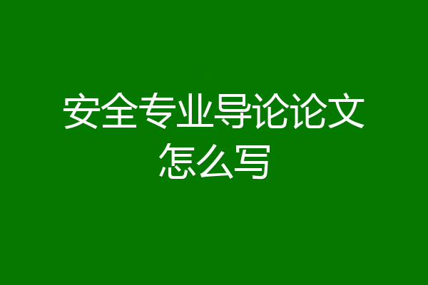 安全专业导论论文怎么写