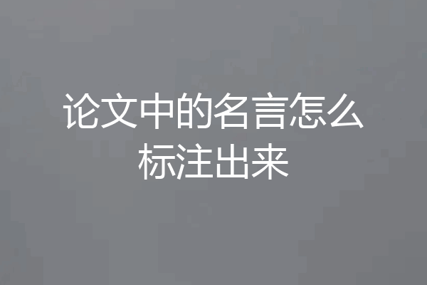论文中的名言怎么标注出来