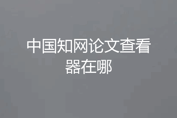 中国知网论文查看器在哪
