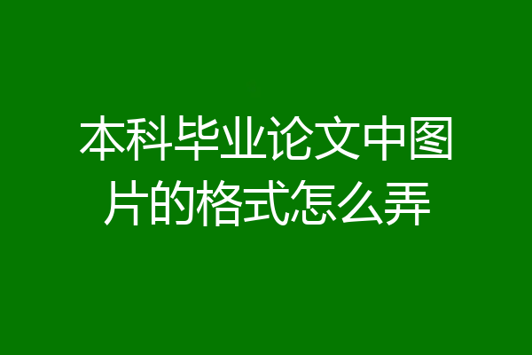 本科毕业论文中图片的格式怎么弄