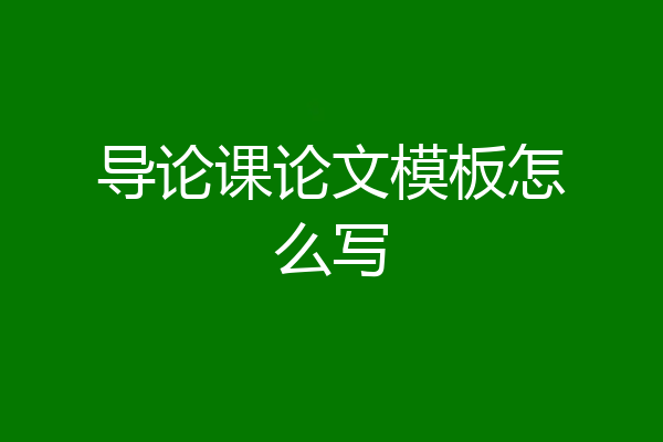 导论课论文模板怎么写