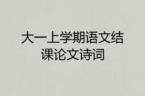 大一上学期语文结课论文诗词