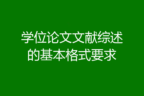 学位论文文献综述的基本格式要求