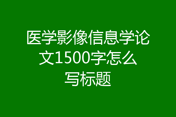 医学影像信息学论文1500字怎么写标题