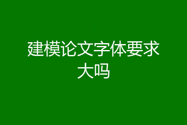 建模论文字体要求大吗