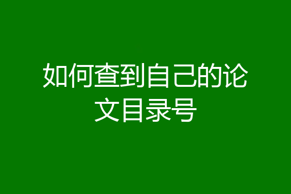 如何查到自己的论文目录号