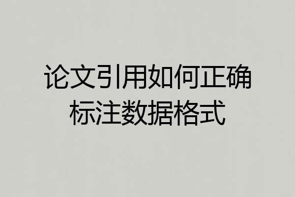 论文引用如何正确标注数据格式