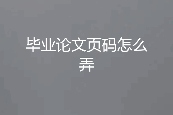 毕业论文页码怎么弄