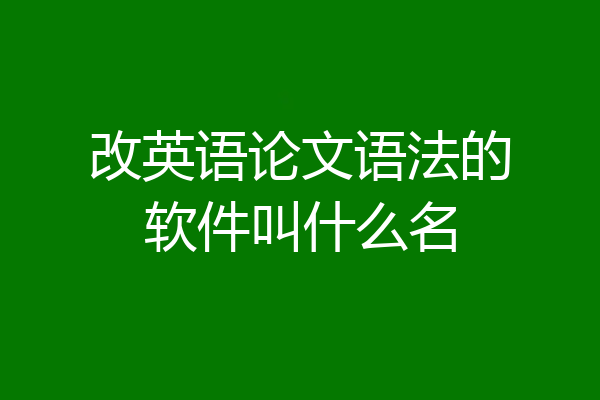 改英语论文语法的软件叫什么名