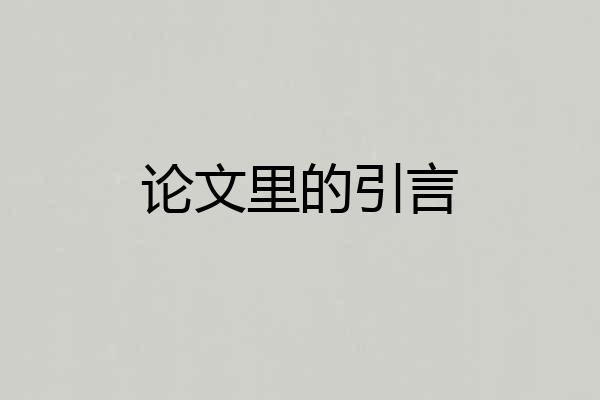 论文里的引言