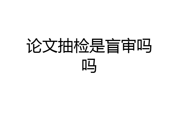 论文抽检是盲审吗吗