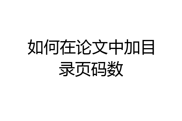 如何在论文中加目录页码数
