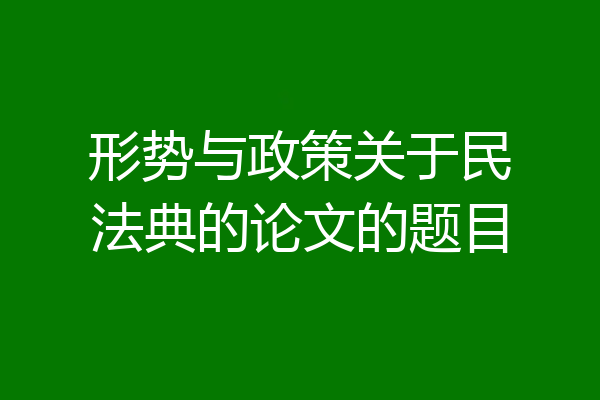 形势与政策关于民法典的论文的题目