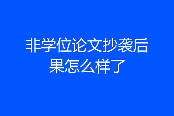 非学位论文抄袭后果怎么样了