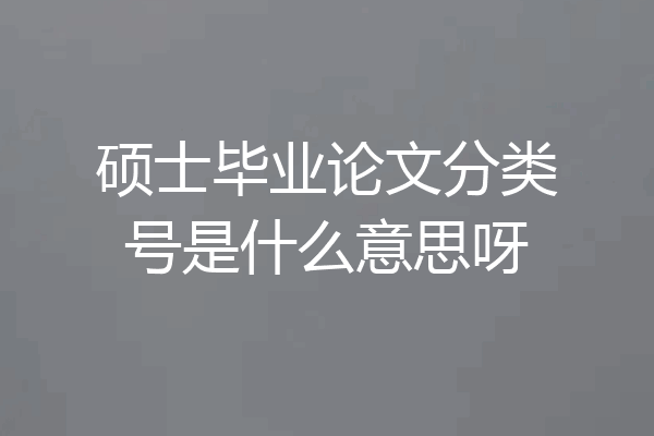 硕士毕业论文分类号是什么意思呀