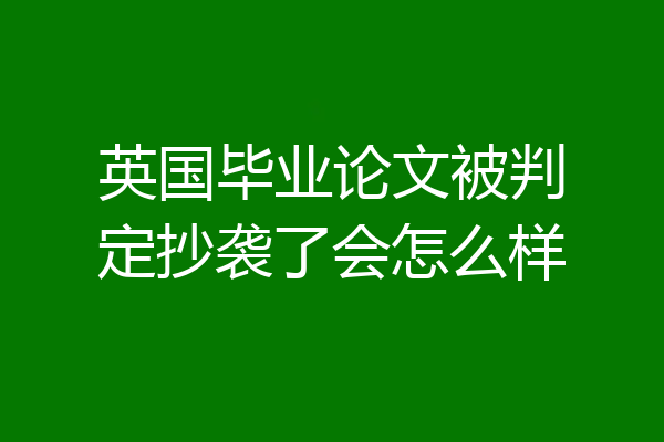 英国毕业论文被判定抄袭了会怎么样